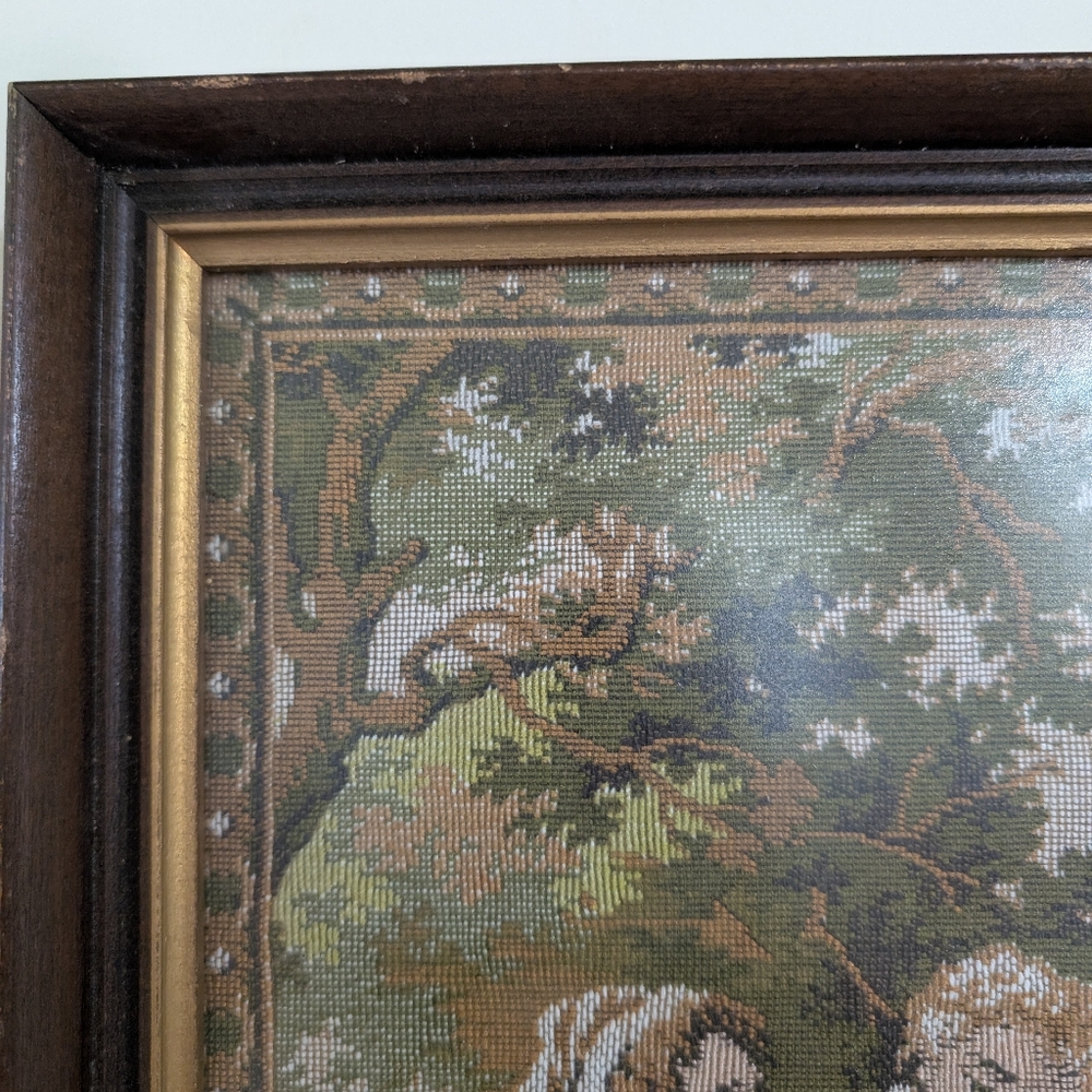 Beautifully Framed Tapestry French Or Victorian Style Antique Vintage Farmhouse - Picture 8 of 17